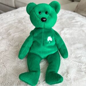 Ty Beanie Babies Erin the Bear 1997 Vintage Emerald Green Embroidered Clover